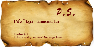 Pétyi Samuella névjegykártya